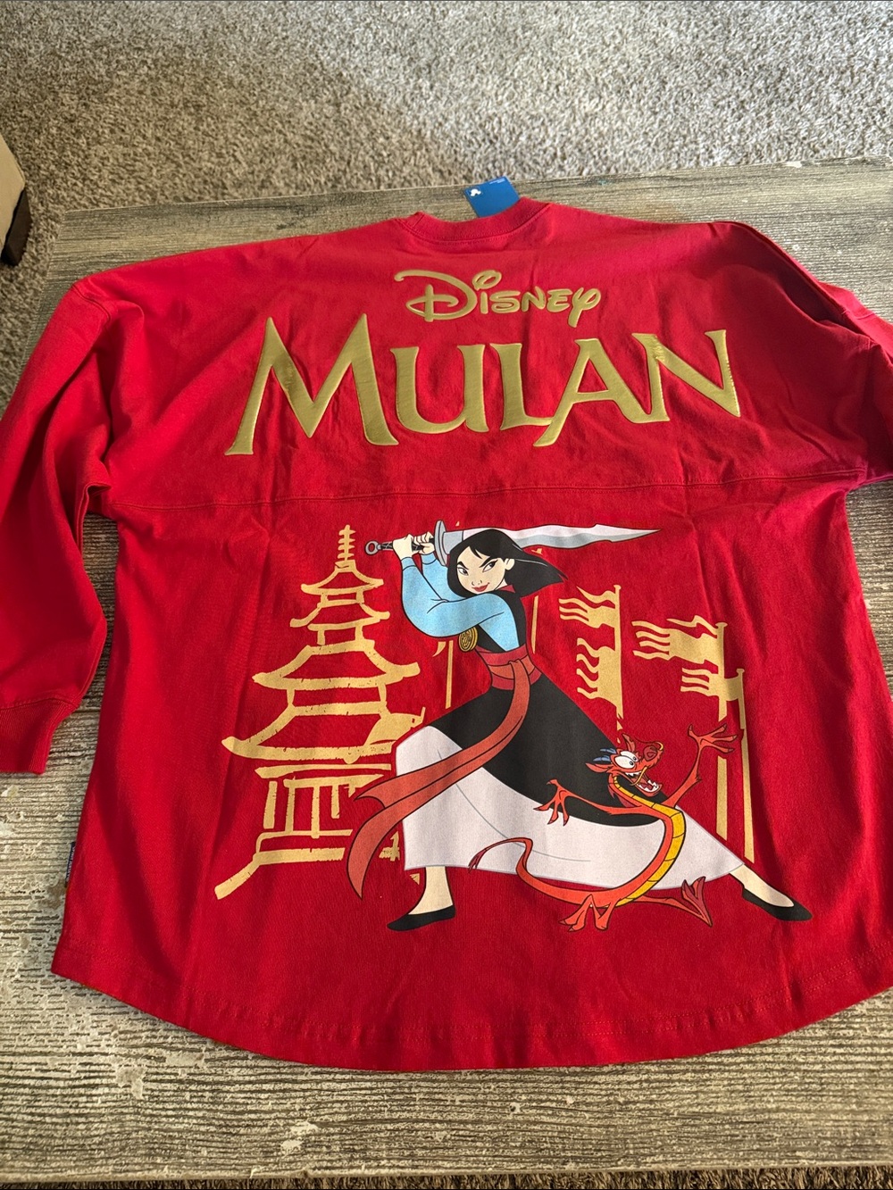 NWT Disney Mulan red and gold spirit jersey with Mushu